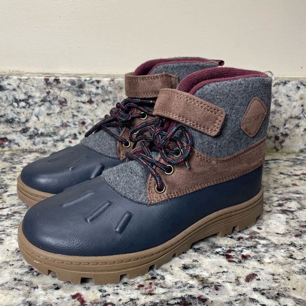 Carter's Navy Blue, Burgundy and Brown Kids Boots (Size: 3 Boys) *NEW* - Picture 4 of 12